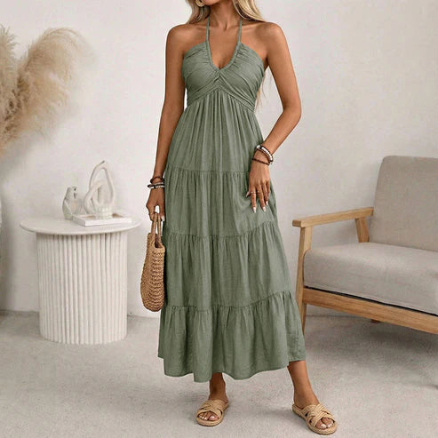 Julia | Long dress with halter neck and open back