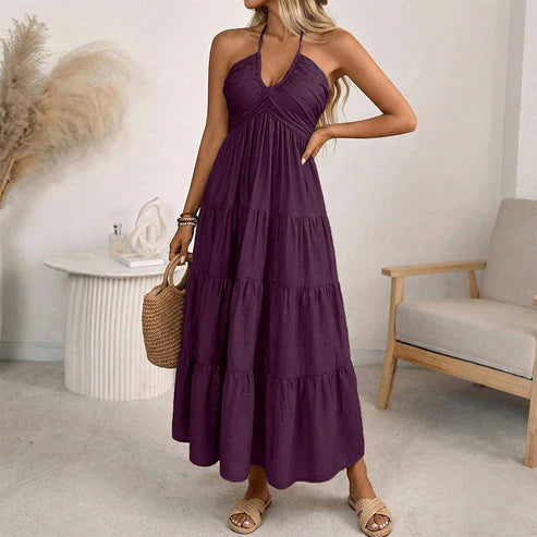 Julia | Long dress with halter neck and open back