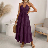 Julia | Long dress with halter neck and open back
