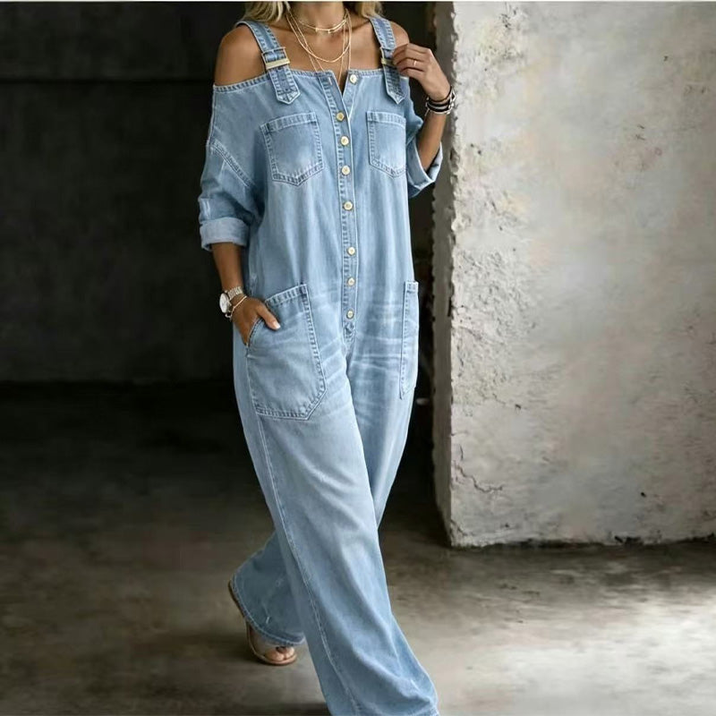 SHELBY | Wide jumpsuit with wide legs and pockets