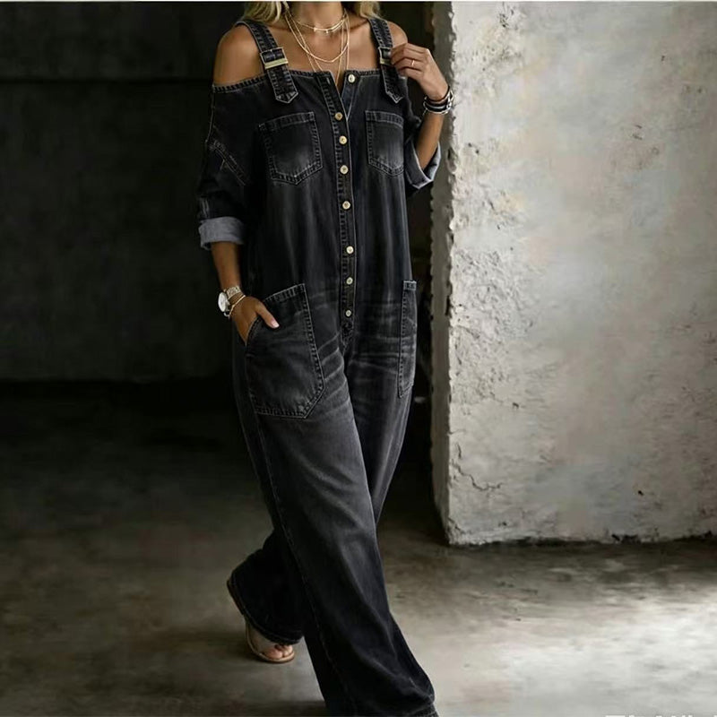 SHELBY | Wide jumpsuit with wide legs and pockets
