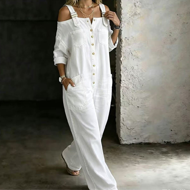 SHELBY | Wide jumpsuit with wide legs and pockets