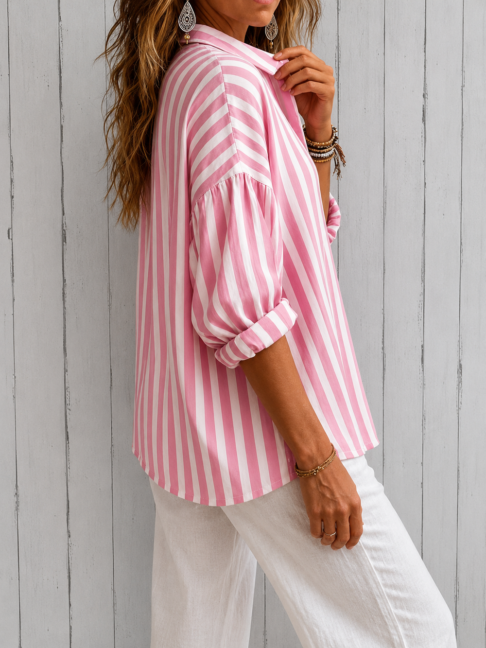 Nora | Loose Striped Blouse with Collar